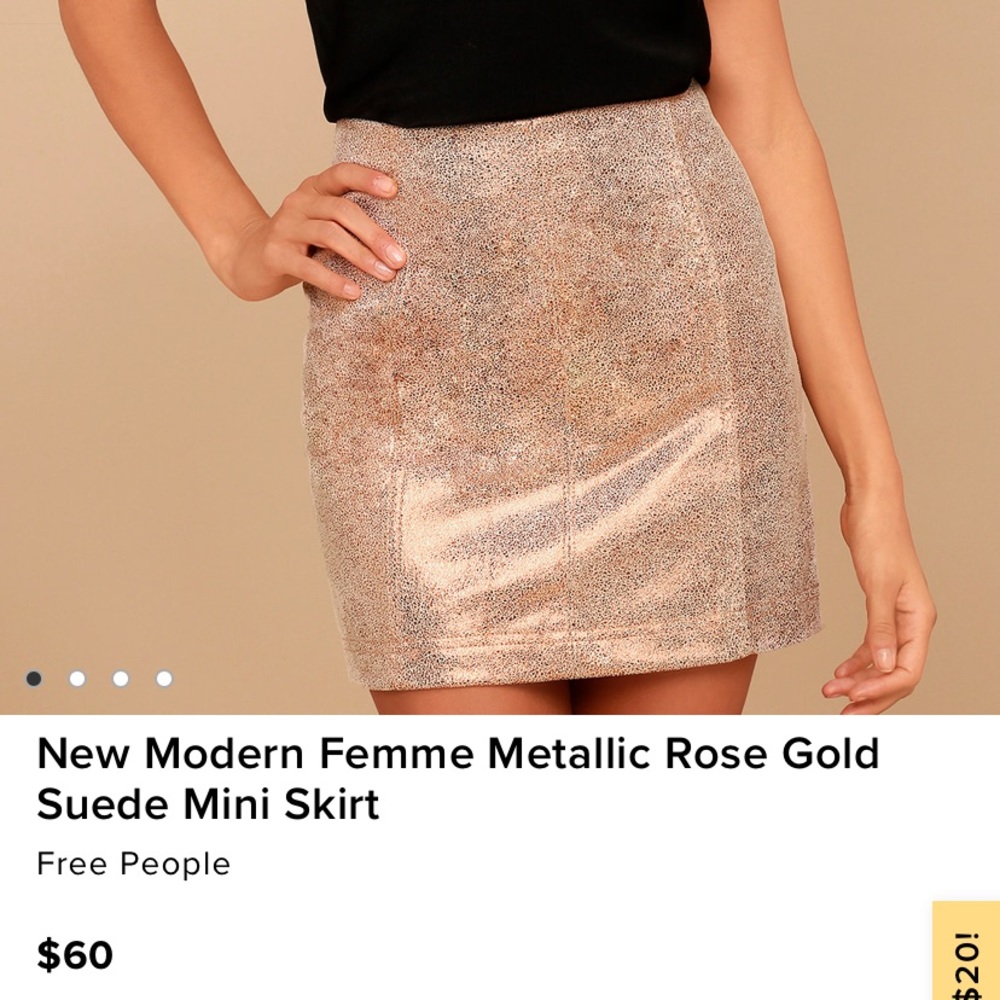 Free People Metallic Rose Gold Mini Skirt